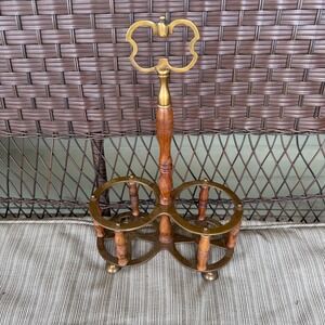 VTG‎ brass and wood champagne wine holder double